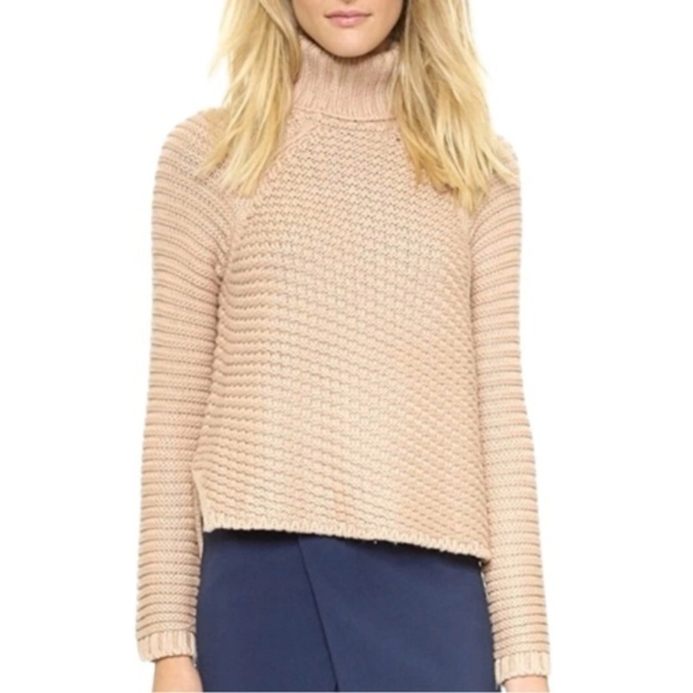 Mason Women’s Size S Tan Cream Textured Knit Sweater Turtleneck